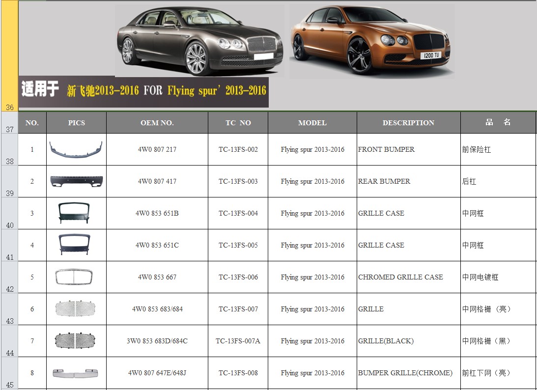 4W0 807 181 B / 4W0 807 181 A ABS Car Grille Bracket For Flying Spur 2013 By Bentley Continental