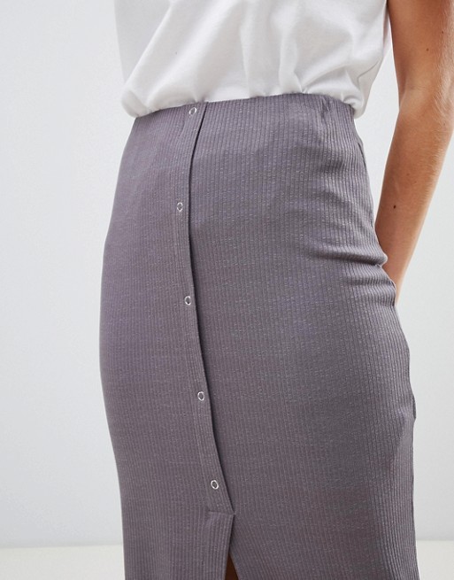 OEM wholesale factory price girls rib popper midi skirt
