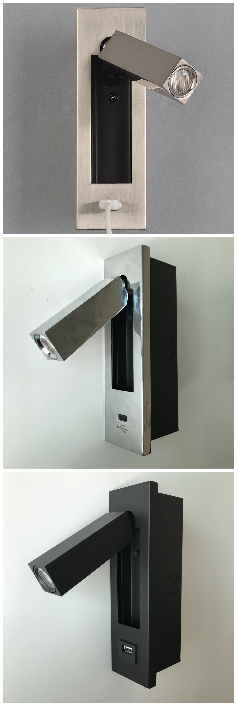 Rotating white painting modern led bedside wall light hotel headboard wall light reading wall lights