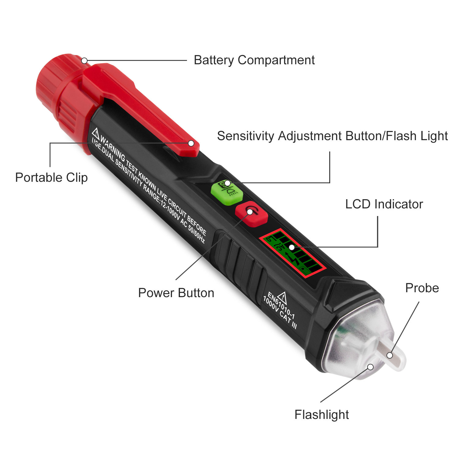 12-1000V AC Non Contact High Voltage Detector HT100 With Educational Instrument