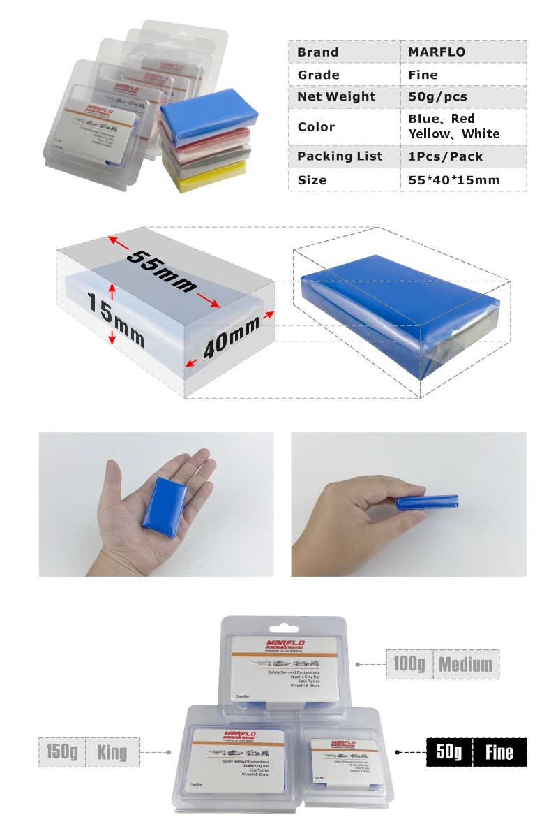 Customized Polybag Color 50 Gram Clay Bar Kit For Car Washing