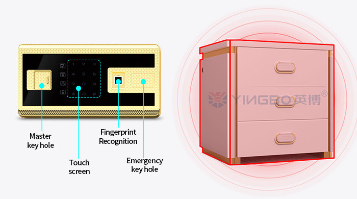 H510mm Smart Fingerprint lock Night Table Safe Box For Home Security
