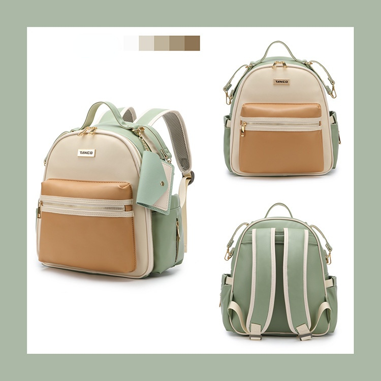 New PU Leather Mommy Nappy Bag Portable Baby Bottle Backpack Multifunction Travel Maternity Diaper Bag witth Stroller Strap