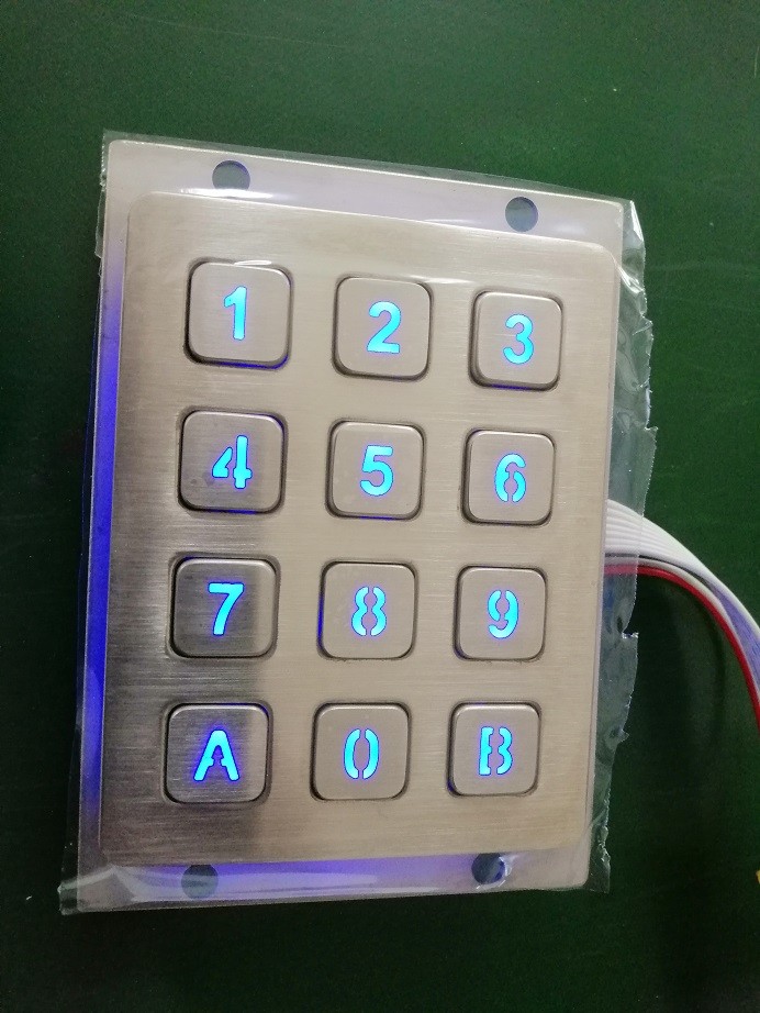Factory supply 3X4 matrix higher quality aluminum keypad piezo keypad with 12 flat keys