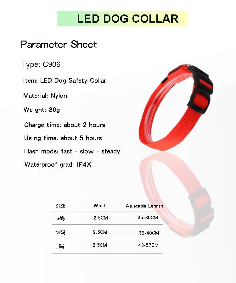 C903 Hot Sale New Pet Product High Quality Usb Battery Custom Ties Motion LED Light Dog Collar for Pets
