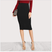 Fashion 2018 Yellow Package Hip Pencil Office Skirts Women