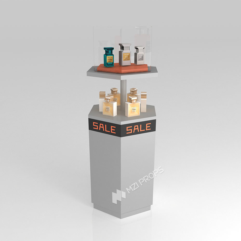 GDR05-JC03 Beauty Display Rack with Front Text Carving and Translucent Light Panel for Fashion Boutique