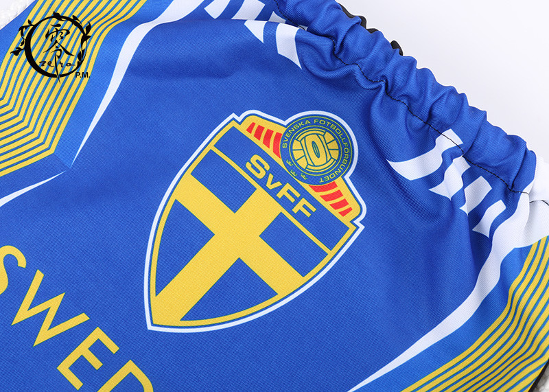 Sweden Team Sublimation Printed String Sports Bag , Custom Promotional Beach Pull String Bag