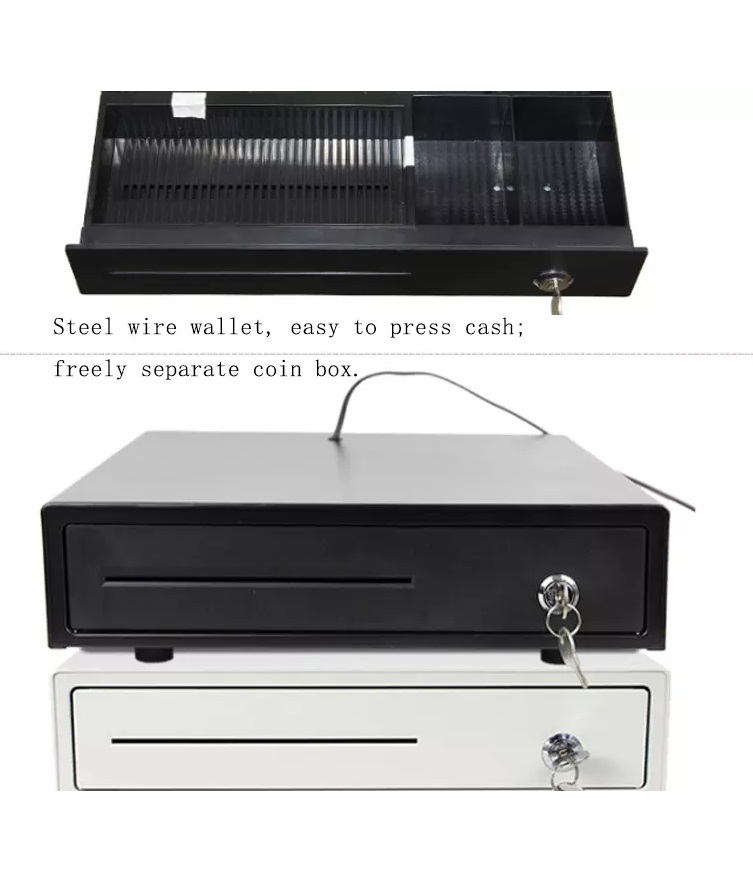 POS System Cash Drawer with Check Entry Support Supermarket Money Lock Box Small Size