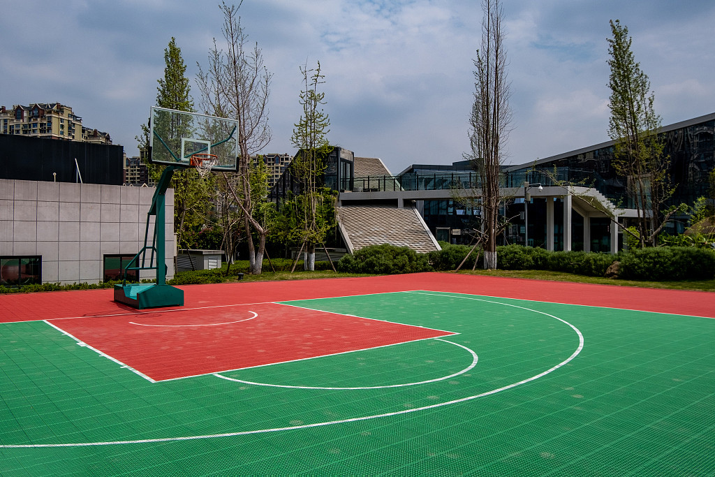 No Bulging PP Interlocking Tiles Outdoor Stadium Flooring Toxicless