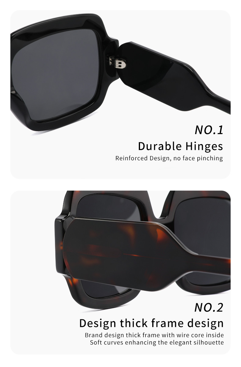 Thick Square Acetate Sunglasses , Retro Oversize Square Frame Acetate Sunglasses