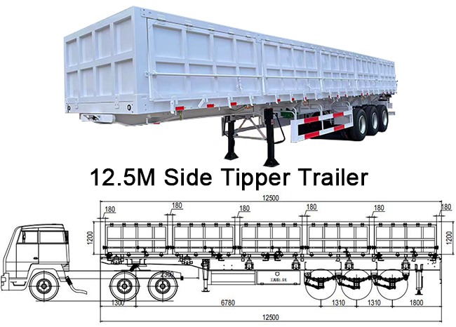 TITAN 3 Axle 12M 45 Cube Side Tipper Trailer for Sale New 34 Ton Side Tipper Trailers for Sale