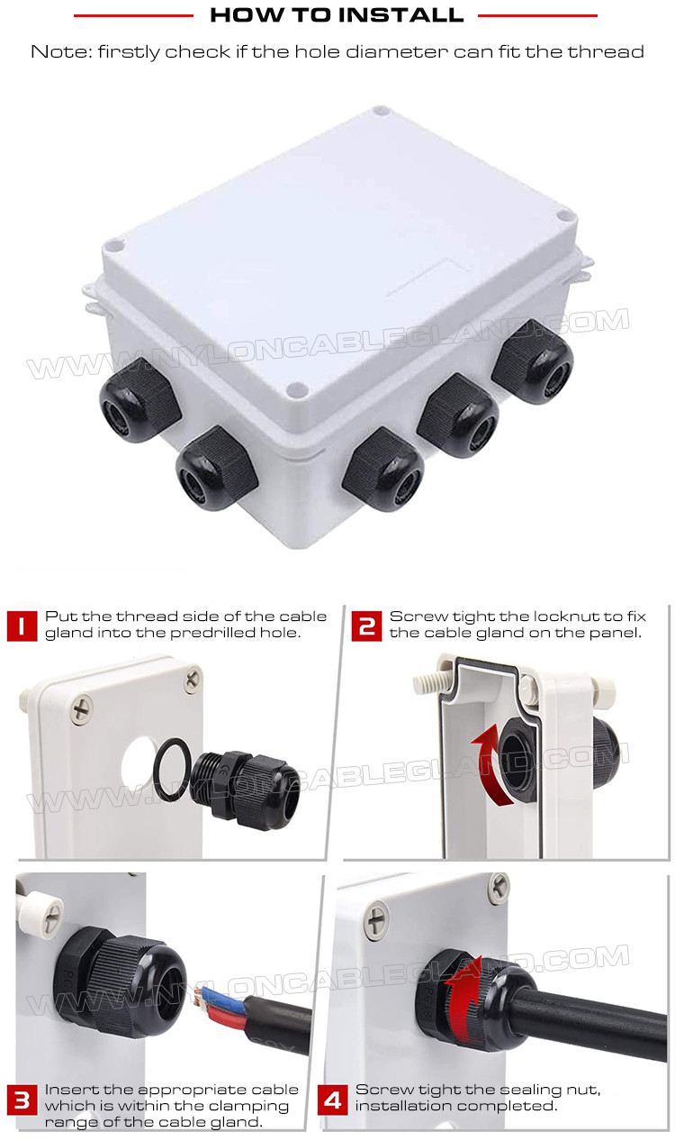 Non-Armoured Plastic BSC Cable Glands, IP68 Waterproof Nylon Cable Strain Relief Fittings for Junction Box