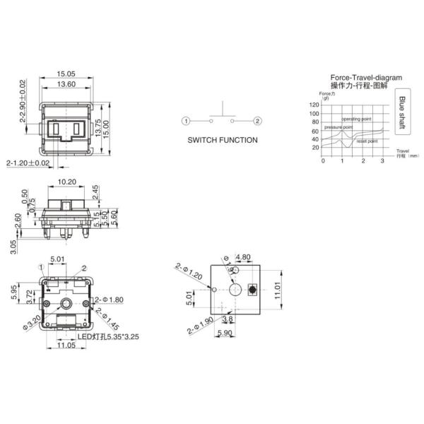 Low Profile Tactile Keyboard Switch 4.0mm Total Travel 200mOHM Max Resistance