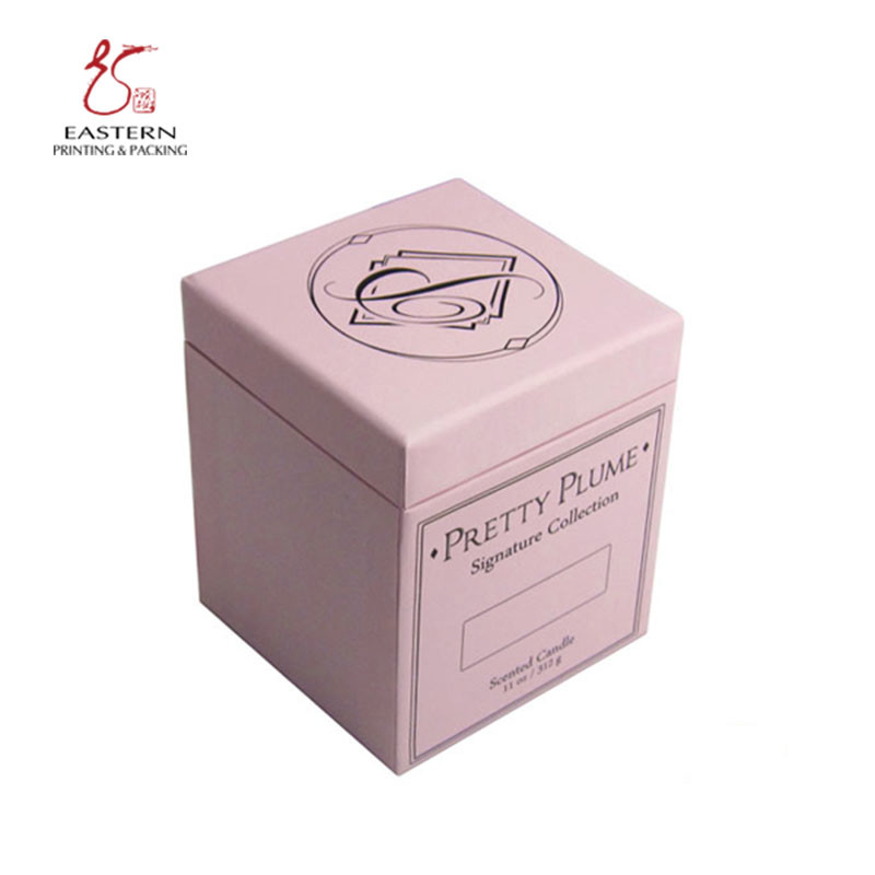 Beautiful Pink Candle Packaging Box 1250gsm With Paper Insert
