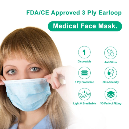Filter Disposable Respirator Mask 3 Ply Non Woven Fabric Gauze for Kid
