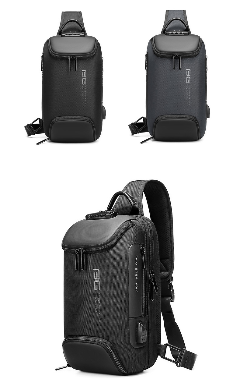 Factory new design usb men fashion travel waterproof portable men shoulder crossbody sling bag