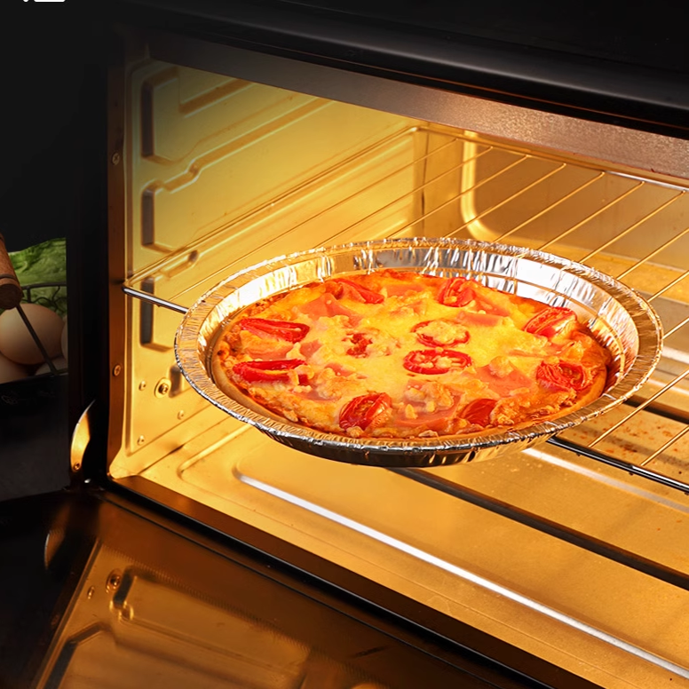 Aluminum Foil Container Tray Perfect for Baking and Serving Delicious Homemade Pizza