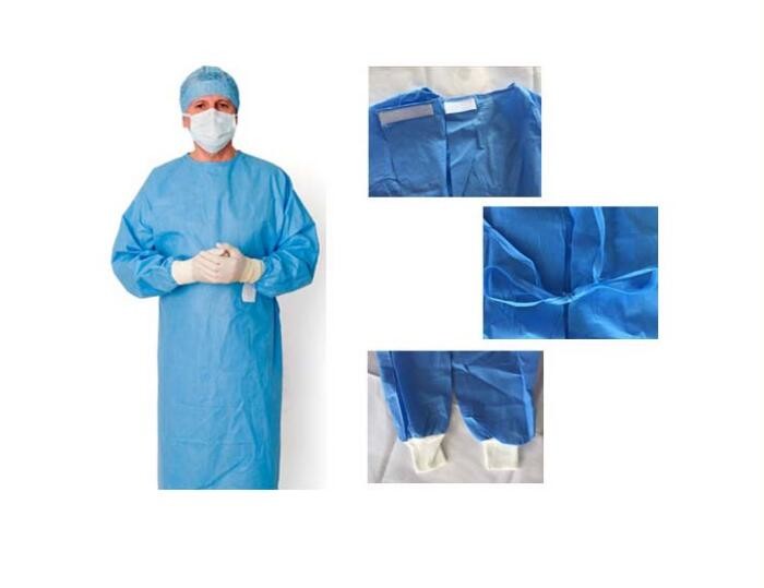 Disposable medical civil isolation surgical gown PP non woven fabric SMS PP PE factory