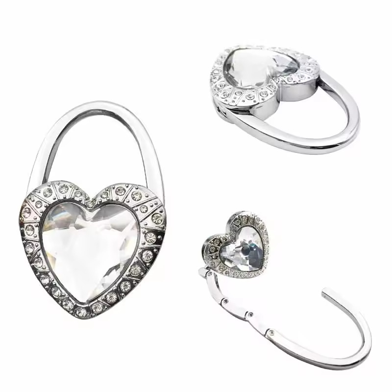 Custom Purse Hook foldable bag holder Folding Beautiful Heart Hanging Bag Hanger