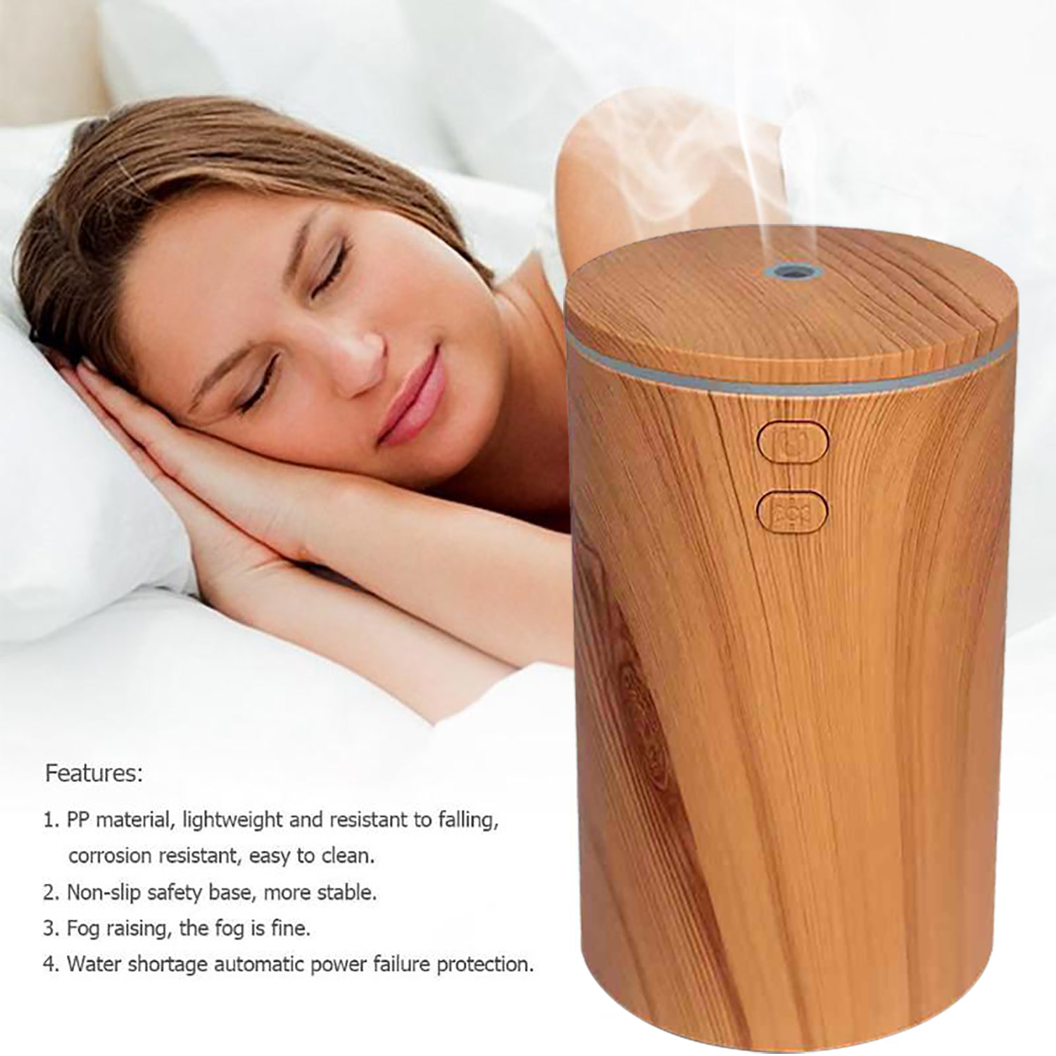 100ML Car Wood Grain Diffuser 7 Color Changing Essential Oil Diffuser Cool Mist Humidifier For Car