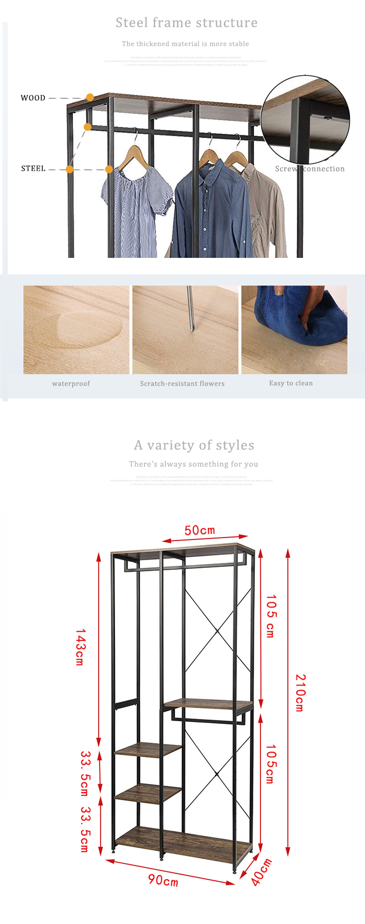 Multiple Combinations Steel Clothes Wardrobe Closet Metal Shelf Cabinet
