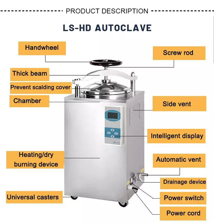 Sterilizer Hospital Food Autoclave Vertical High Pressure 0.22MPa