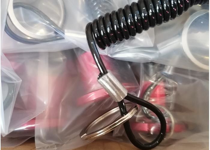 Plastic Caps Gym Equipment Parts Weight Selector Pin With Elastic Spring Rope