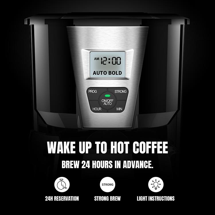 CM515B Home Drip Coffee Maker Warm Automatic Programmable 1.8L White 12 Cup Coffee Maker