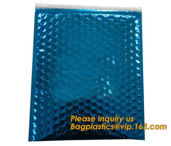 Holographic Factory Shiny gold Cosmetic bag Zipper Bubble Bag zip-lock Slider Padded Mailer metallic bubble zipper bagea