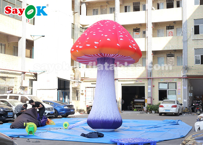 Event Or Festive Inflatable Lighting Decoration / 5m Giant Inflatable Mushroom
