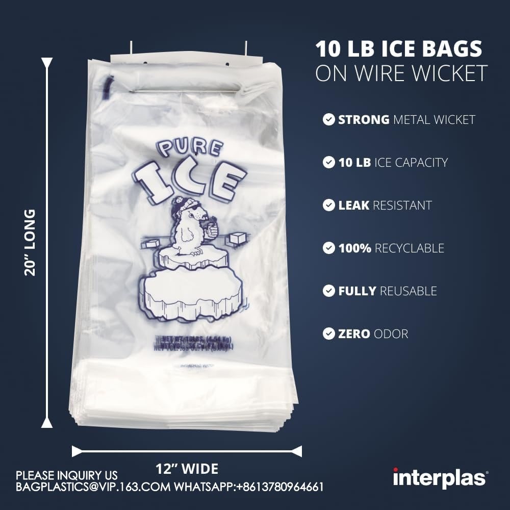 Wicketed Ice-Bag With Handle Recyclable, Compostable, Biodegradable Ice Bagging, Storage Bag, Jumbo Package