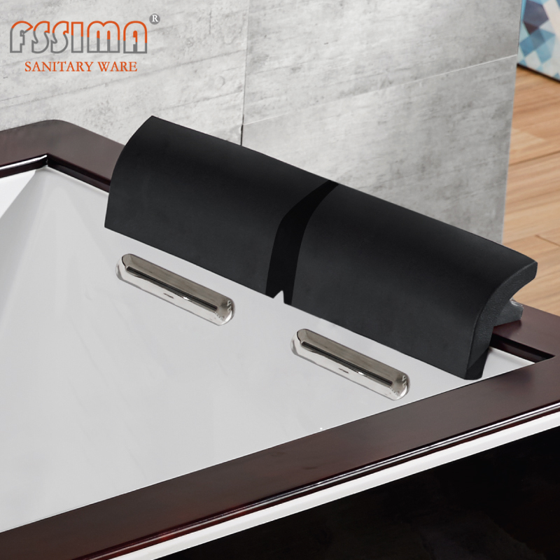1800x700 Freestanding SPA Massage Bathtub Indoor 2 Person Black And White