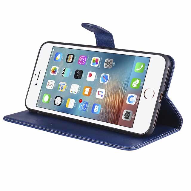 iPhone Pure Color Leather Wallet Protective Case with Card Slots