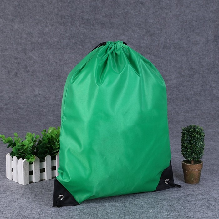 210D Polyester Bundle Pocket Reusable Grocery Tote Bags Nylon Drawstring Backpack