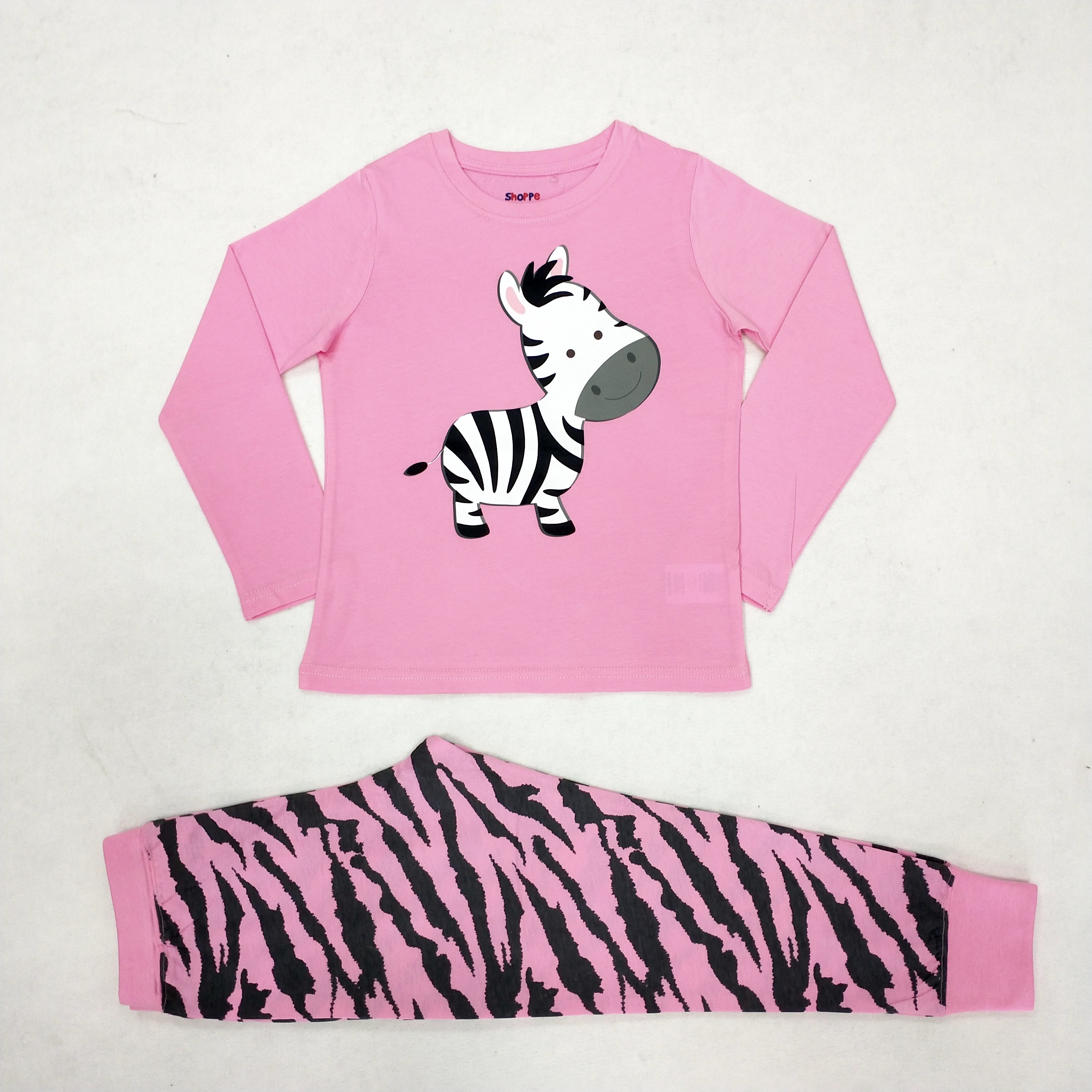 Soft Animal Print Girls Sleepwear Set Spring/Autumn 100% Combed Cotton Soft Hand Feel