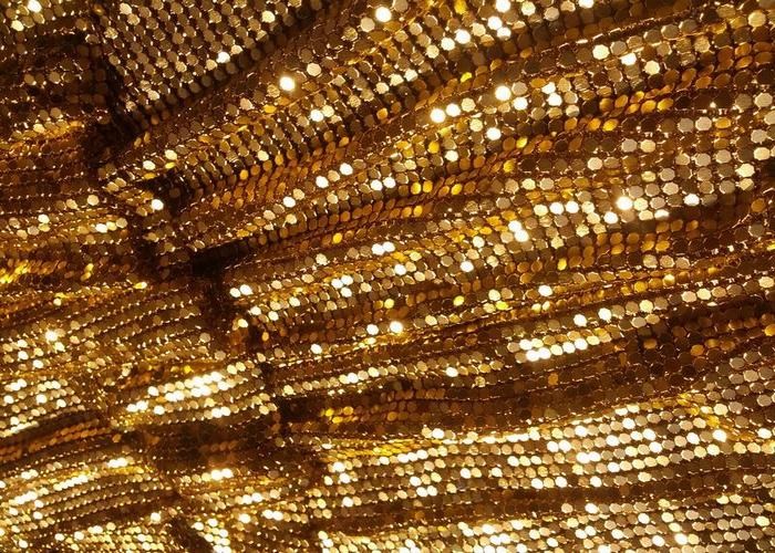 Fashion Brass / Aluminum Alloy Metallic Mesh Colth Sequin Fabric