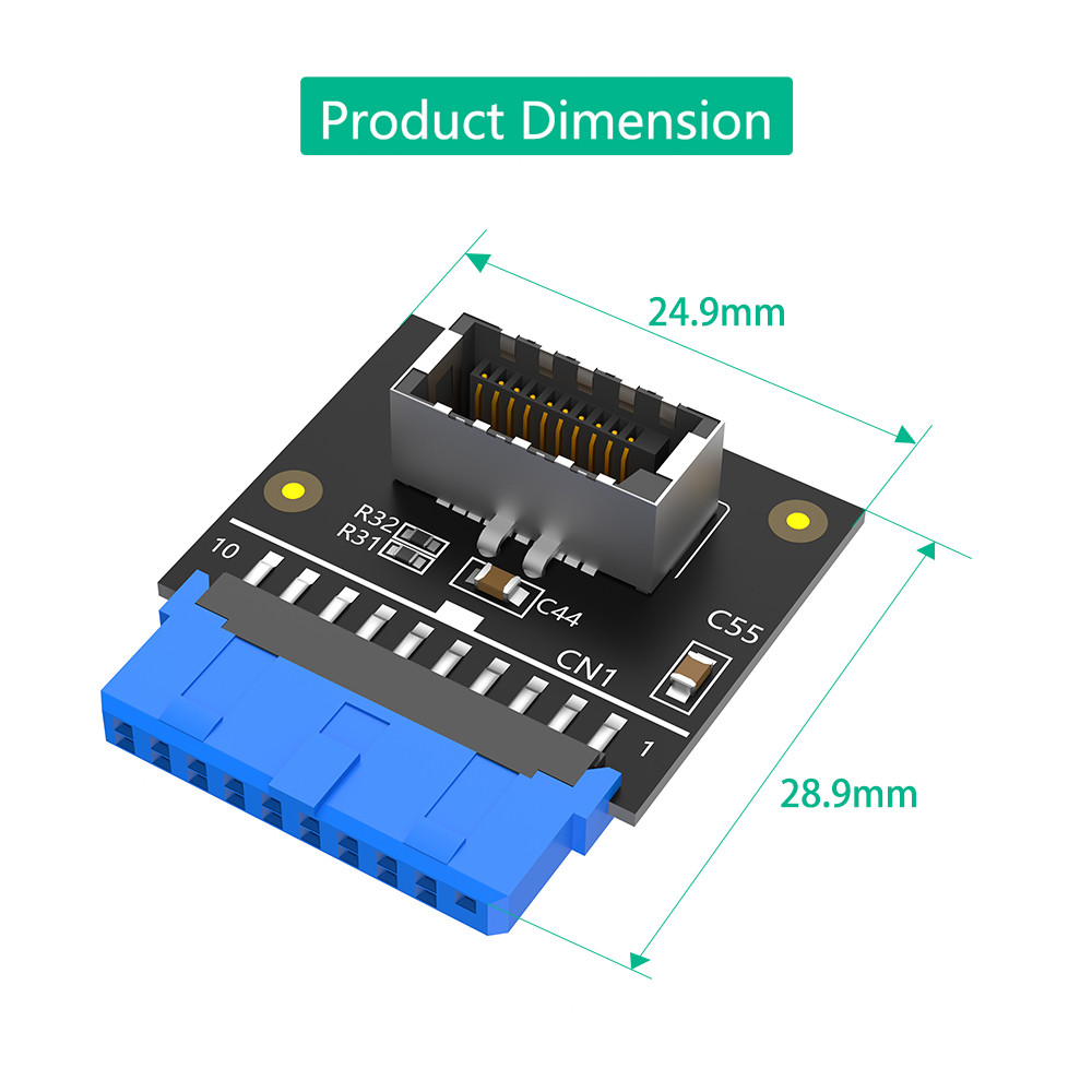 Upgrade Version Vertical USB 3.1 Front Panel Socket Key-A Type-E to USB 3.0 20Pin Header Male Extension Adapter
