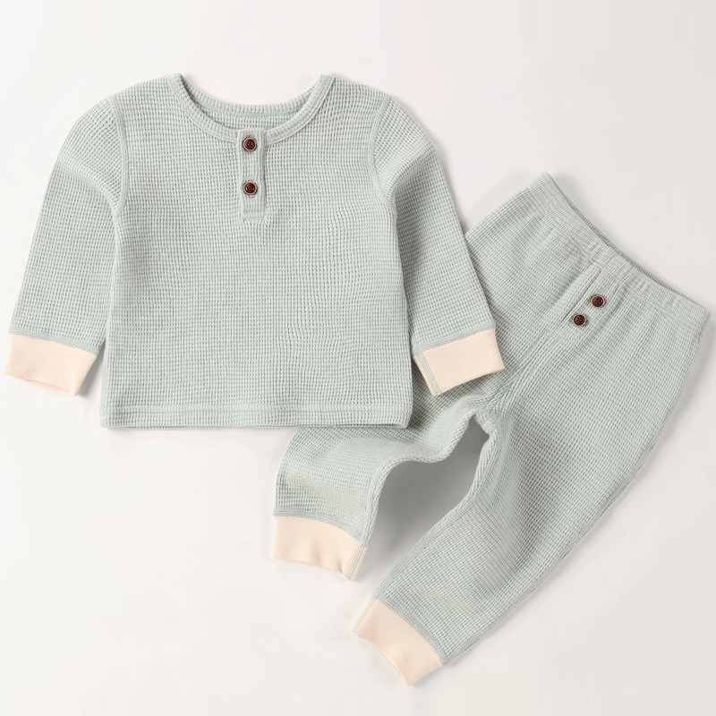 Autumn long sleeves newborn children's clothing sleepwear two pieces 4 colors optional kids baby clothes sets