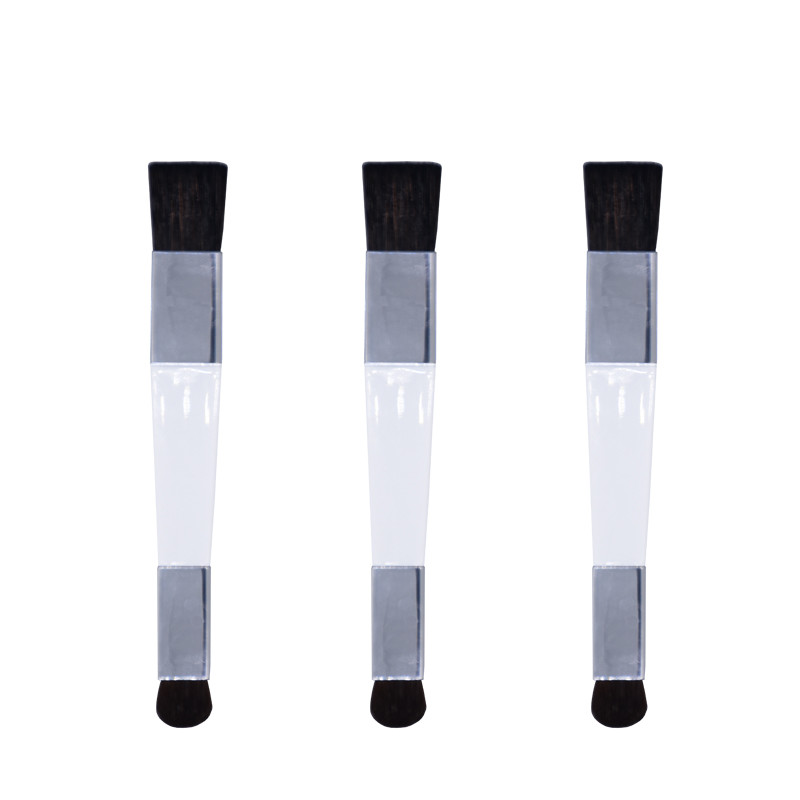 On sale blush and eye shadow integrated aluminum ferrite plastic handle flat brush