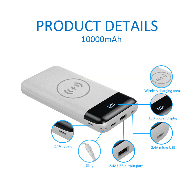 Dual Outputs 255g 138mm Wireless Charging Power Bank