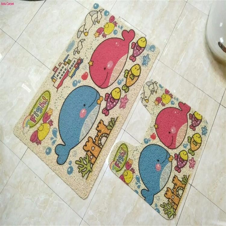Bathroom Coir Foot Mat Cartoon Printed Design Eco - Friendly Feature