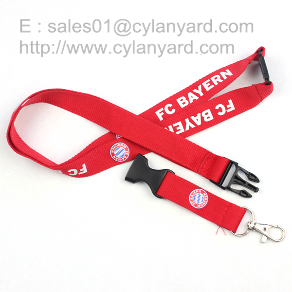 Red lanyard with plastic release buckle