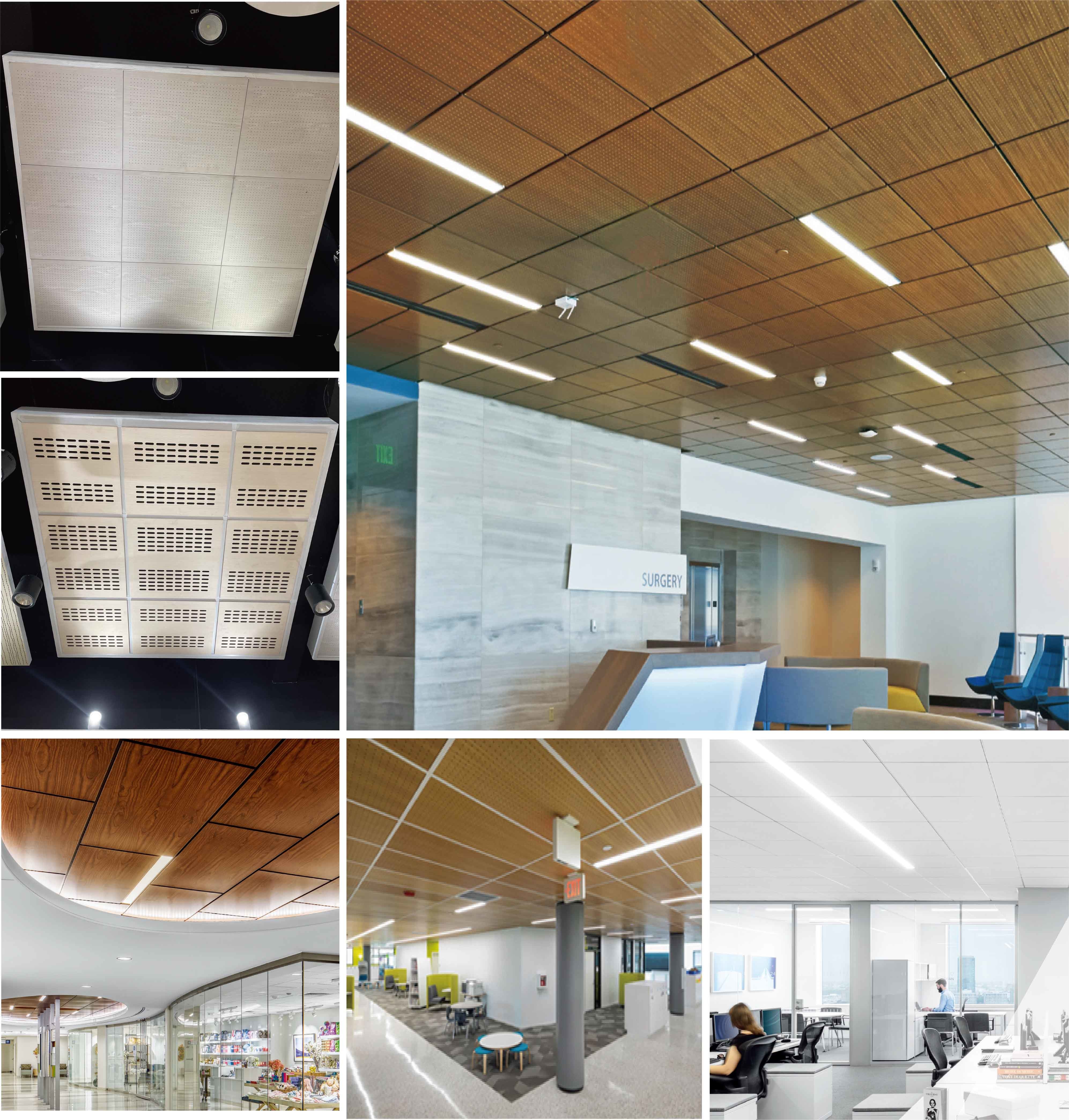 Artistic Designs Acoustic Wood Ceiling Panels Sound Absorbing Suspended Ceiling Tiles