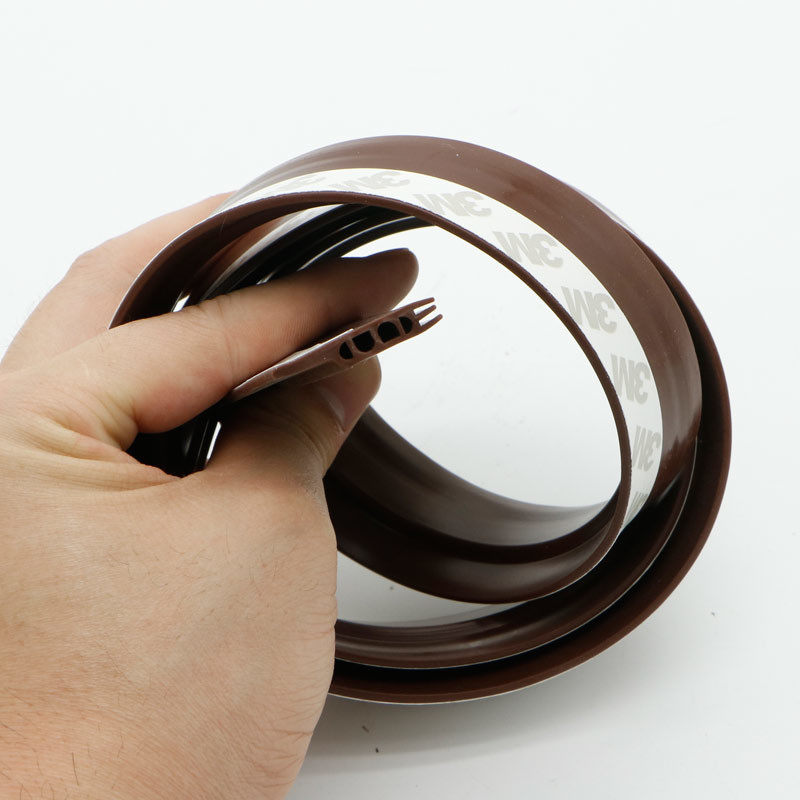 Brown Silicone Weather Stripping Acoustic Rubber Door Bottom Seal Strips 1000mm