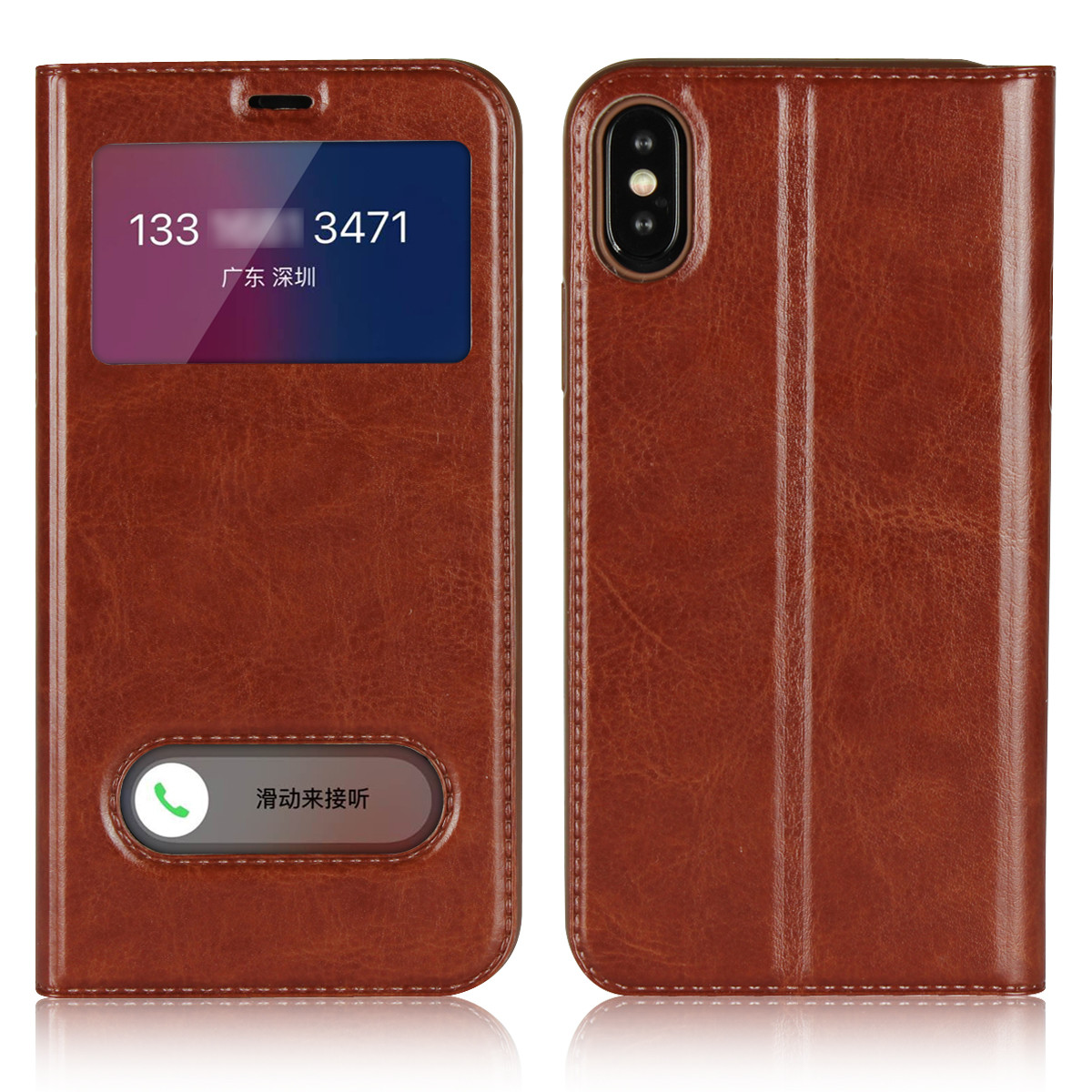 iPhone 8 Plus Case, Window View Stand Feature PU Leather Phone Case for Apple iPhone 5,6,7,8,X