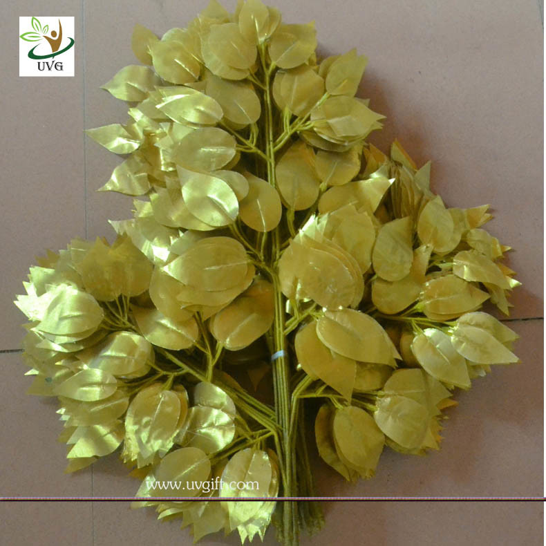 UVG silk banyan branches artificial leaves for indoor theme decoration GRE053