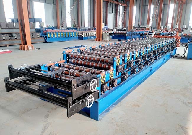 Rib Roof / Corrugated Steel Panel Roll Forming Machine With Hydraulic Driving System