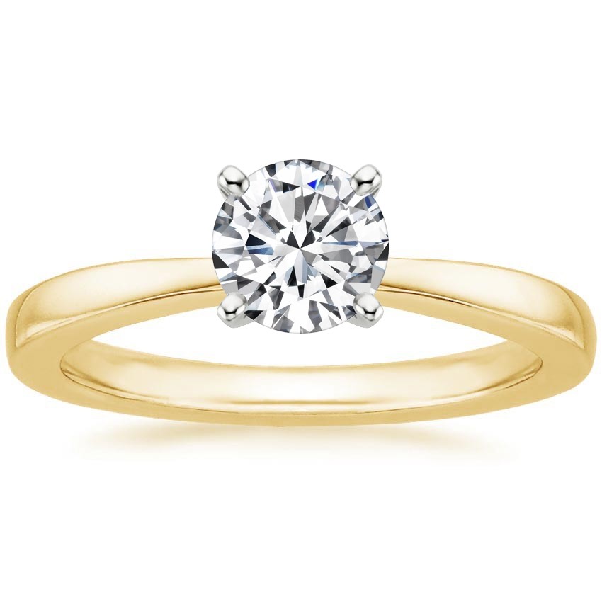 Petite Taper Solitaire Engagement Ring With 0.75 Carat Round Diamond