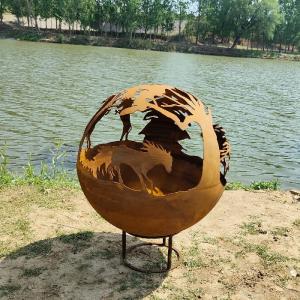 China Heat Resistant Painted Corten Fire Pit Bowl 800mm Diameter on sale